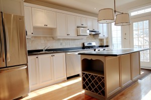 A classy kitchen with white cabinets